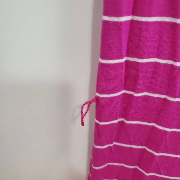 Calvin Klein Women's Magenta White Stripe Short Sleeve Jersey Knit Maxi Dress 6 - Picture 3 of 6